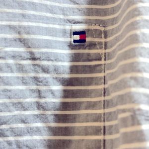 White & Blue Stripped Button Tunic